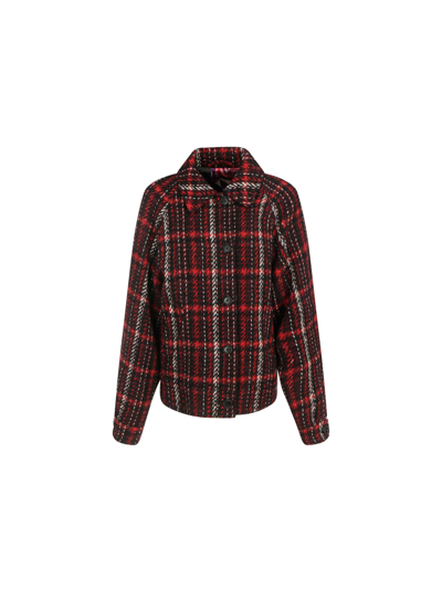 Marni Reversible Wool Blend Bomber Jacket In Red