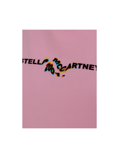 Shop Stella Mccartney Glitch Logo T-shirt In Aurora Pink