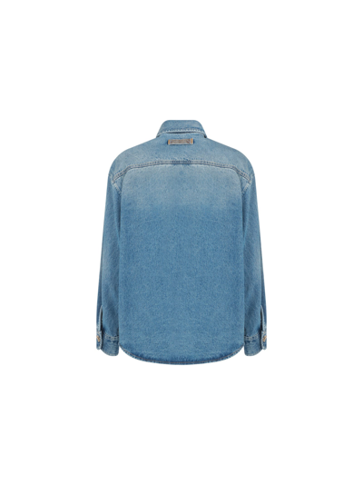 Shop Versace Denim Jacket In Blu Chiaro Sbiadito