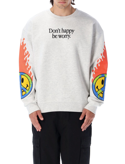 Shop Market Smiley Heart On Fire Sweatshirt In Grey Mel