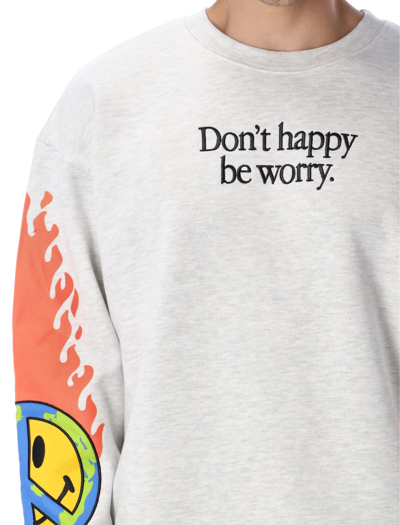 Shop Market Smiley Heart On Fire Sweatshirt In Grey Mel