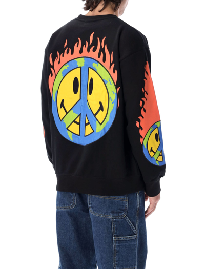 Shop Market Smiley Heart On Fire Sweatshirt In Black