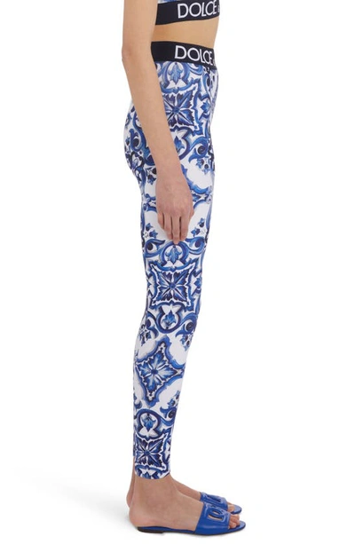 Shop Dolce & Gabbana Logo Band Leggings In Hx3tn Maiolica 1