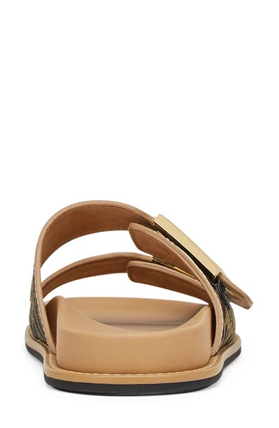 Fendi Ff Jacquard Dual Buckle Slide Sandals In Tobacco Nero