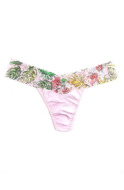 Shop Hanky Panky Print Low Rise Thong In Island Pink/ Lovely Lace