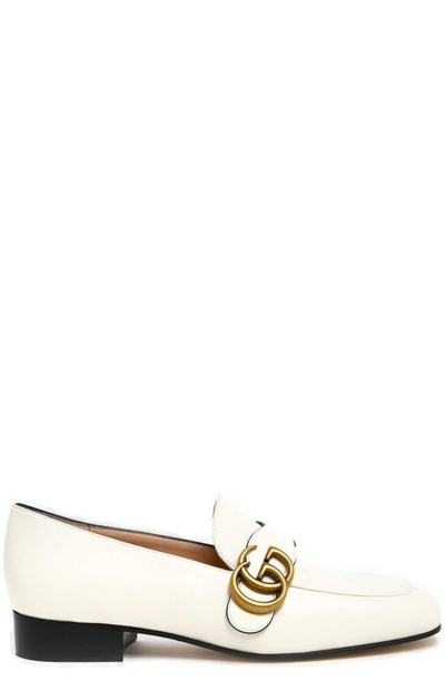 Shop Gucci Gg Marmont Loafers In White