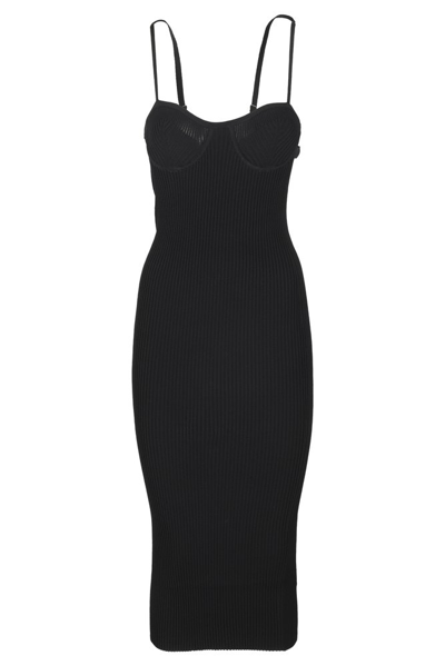 Shop Helmut Lang Knitted Midi Dress In Black