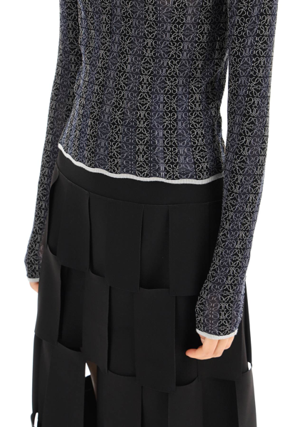 Shop Loewe Anagram-print Devore Knit Sweater In Blue,black
