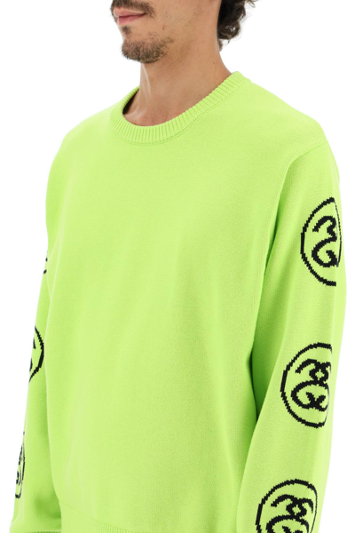Shop Stussy Ss-link Logo Cotton Sweater In Green