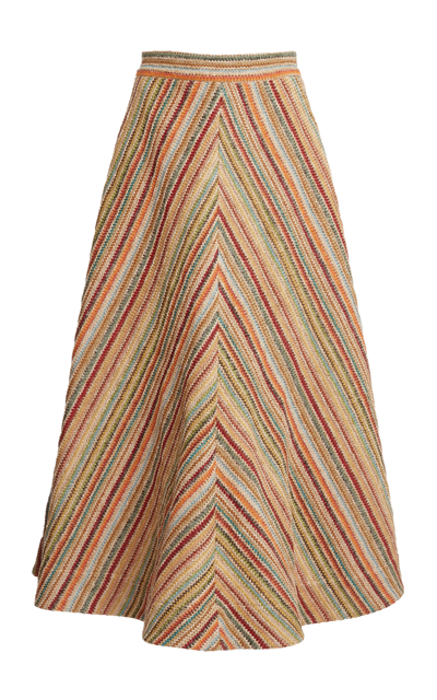 Rosie Assoulin Women's Quartered Raffia Rainbow Midi Skirt In Multi |  ModeSens