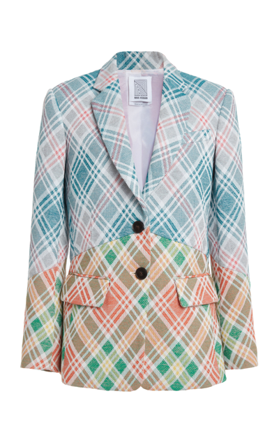 Shop Rosie Assoulin 50/50 Plaid Blazer