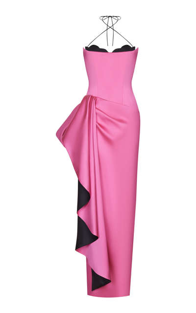 Shop Rasario Women's Draped Asymmetric Satin Gown In Multi