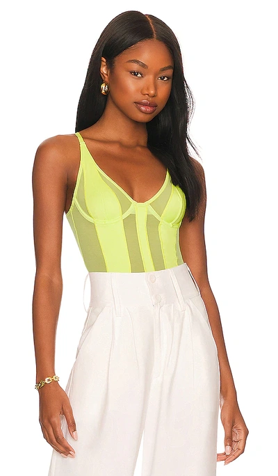 Shop Ow Collection Swirl Bodysuit In Light Green