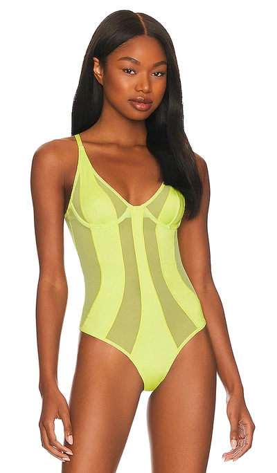 Shop Ow Collection Swirl Bodysuit In Light Green