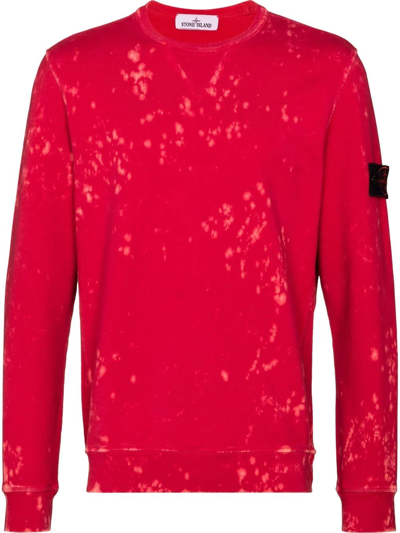 Shop Stone Island Logo-patch Long-sleeve Sweatshirt In Rot