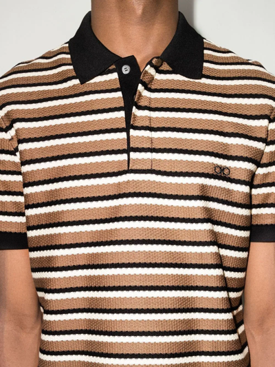 Shop Ferragamo Embroidered-logo Polo Shirt In Brown