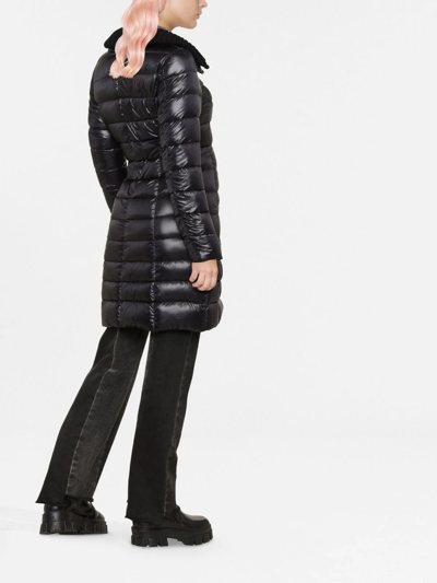 Herno Long Quilted Jacket High Collar In Schwarz