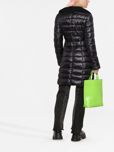 Herno Long Quilted Jacket High Collar In Schwarz