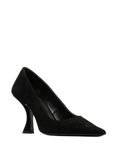 Shop By Far Viva Suede Pointed-toe 90mm Pumps In Black
