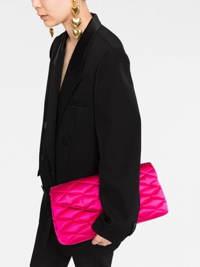 Shop Saint Laurent Sade Puffer Quilted Clutch Bag In Rosa