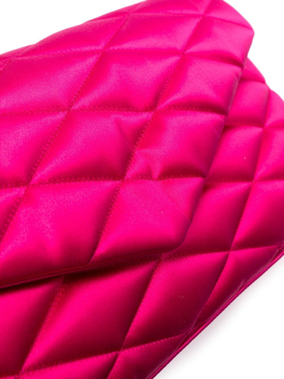 Shop Saint Laurent Sade Puffer Quilted Clutch Bag In Rosa
