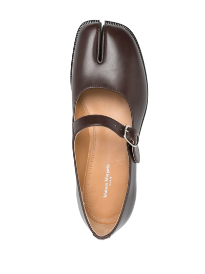 Shop Maison Margiela Tabi Leather Mary Jane Pumps In Brown