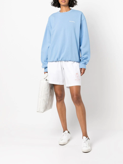 Shop Sporty And Rich Drink More Water Crewneck Sweatshirt In Blue