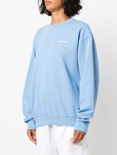 Shop Sporty And Rich Drink More Water Crewneck Sweatshirt In Blue