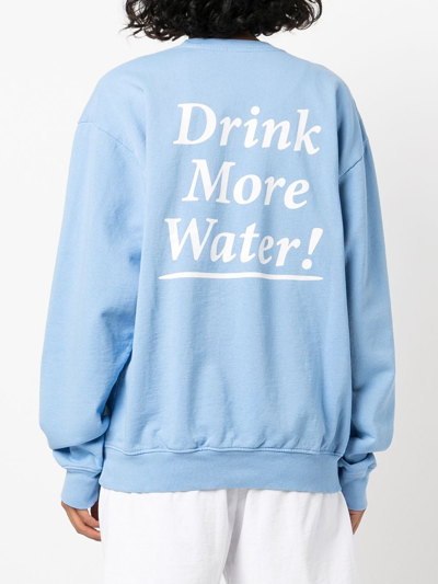 Shop Sporty And Rich Drink More Water Crewneck Sweatshirt In Blue