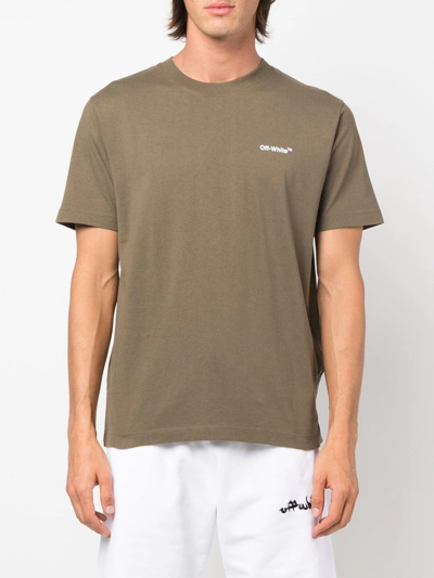 Off-white Arrows-print Cotton T-shirt In Grün | ModeSens