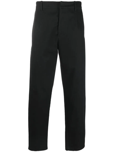 Shop Prada Triangle Logo Plaque Trousers In Schwarz