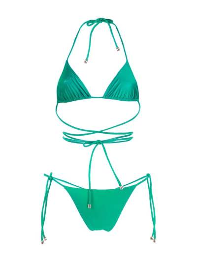 Shop Manokhi Wraparound Tied Bikini Set In Grün