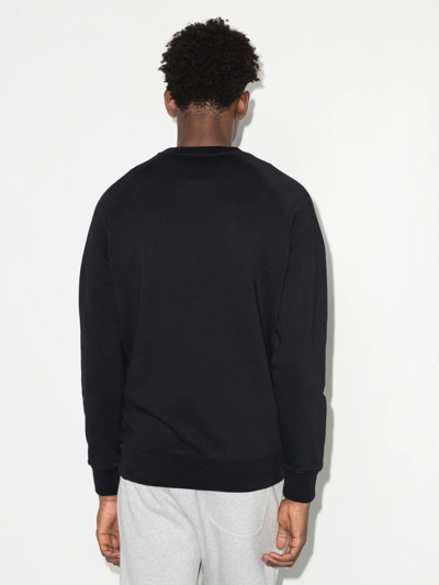 Shop Maison Kitsuné Logo-print Long-sleeve Sweatshirt In Black