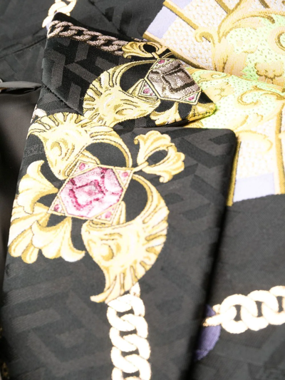 Shop Versace Baroque-print Single-breasted Coat In Black