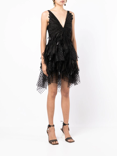 Shop Zimmermann Rhythmic Fluted Tulle Mini Dress In Black