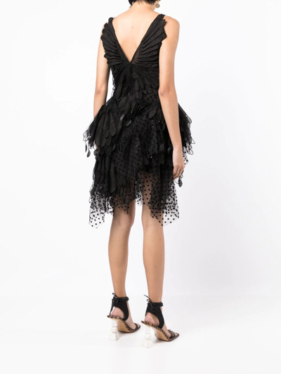 Shop Zimmermann Rhythmic Fluted Tulle Mini Dress In Black