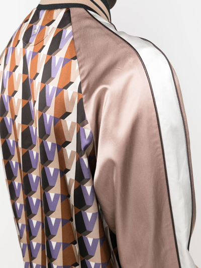 Shop Valentino Geometric-print Bomber Jacket In Neutrals