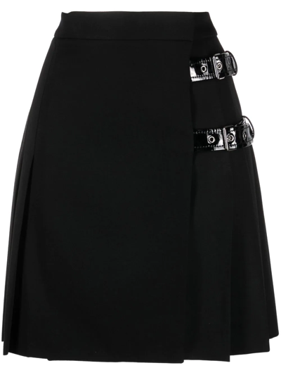 Shop Moschino A-line Buckle-detail Skirt In Black