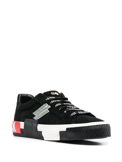 Hide & Jack Logo-patch Low-top Sneakers In Black