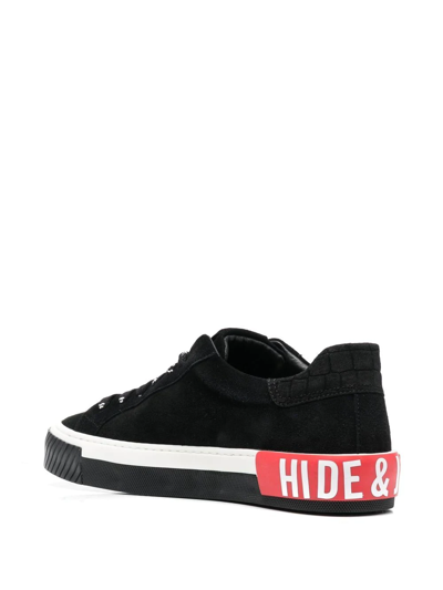 Hide & Jack Logo-patch Low-top Sneakers In Black