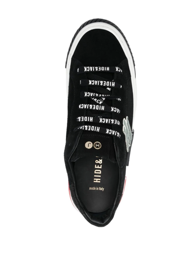 Hide & Jack Logo-patch Low-top Sneakers In Black