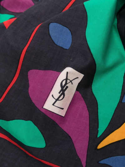 Pre-owned Saint Laurent 1990s Geometric Print Scarf In Black