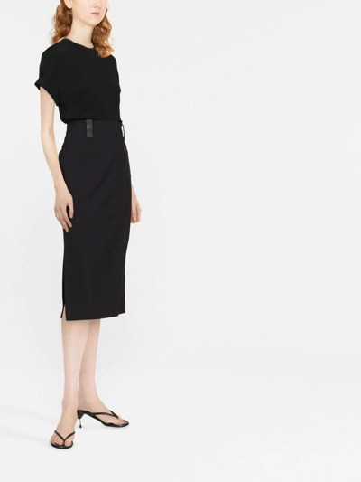 Brunello Cucinelli Short-sleeved T-shirt With Rolled Sleeves And Keyhole Detail In Black