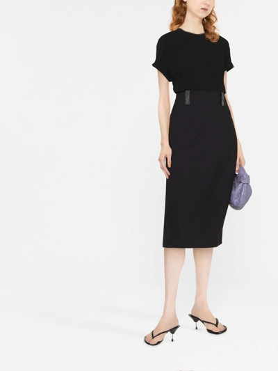 Brunello Cucinelli Short-sleeved T-shirt With Rolled Sleeves And Keyhole Detail In Black