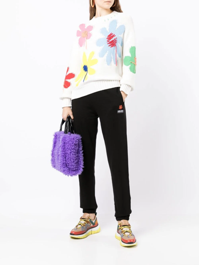 Kenzo Cotton-fleece Logo-patch Joggers In Black
