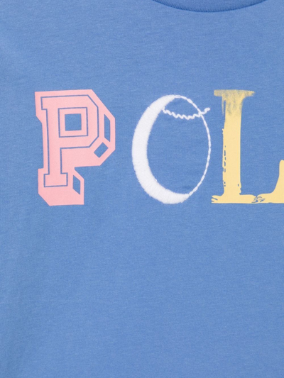 Polo Ralph Lauren Blue Logo Print Cotton T-shirt In Blue