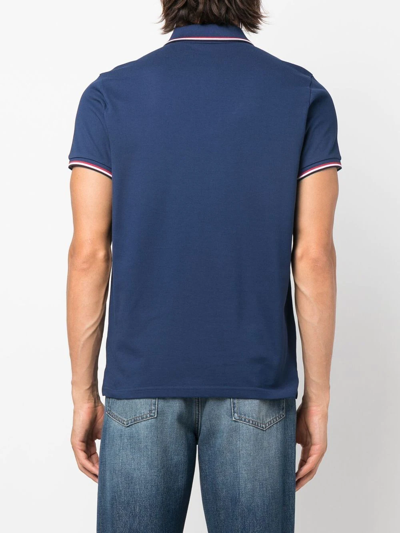 Shop Moncler Logo-patch Polo Shirt In Blue