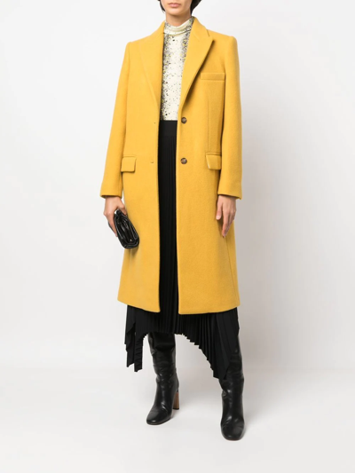 Shop Rochas Single-breasted Virgin-wool Coat In Yellow