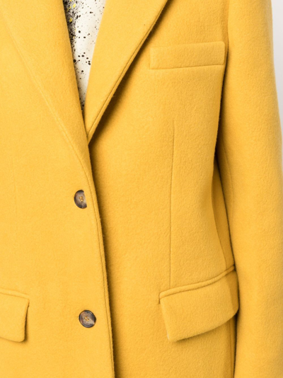 Shop Rochas Single-breasted Virgin-wool Coat In Yellow