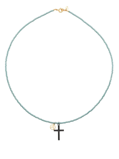 Shop Undercover Cross Charm Necklace In Blue